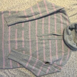 Gray and Pink Striped Women's Sweater